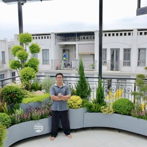 Chậu composite 3 tầng tạo không gian xanh dạng tầng