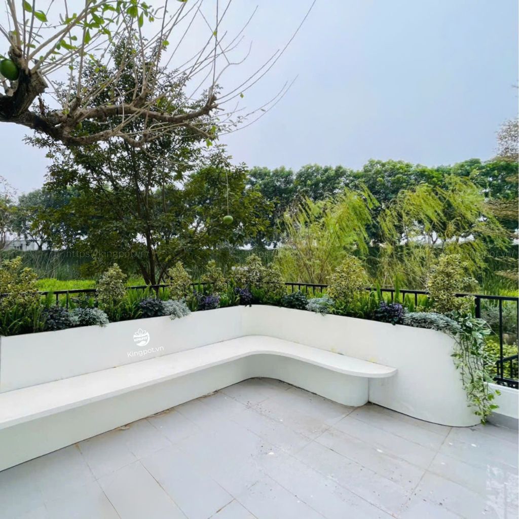 Chậu composite liền ghế ngồi sân thượng